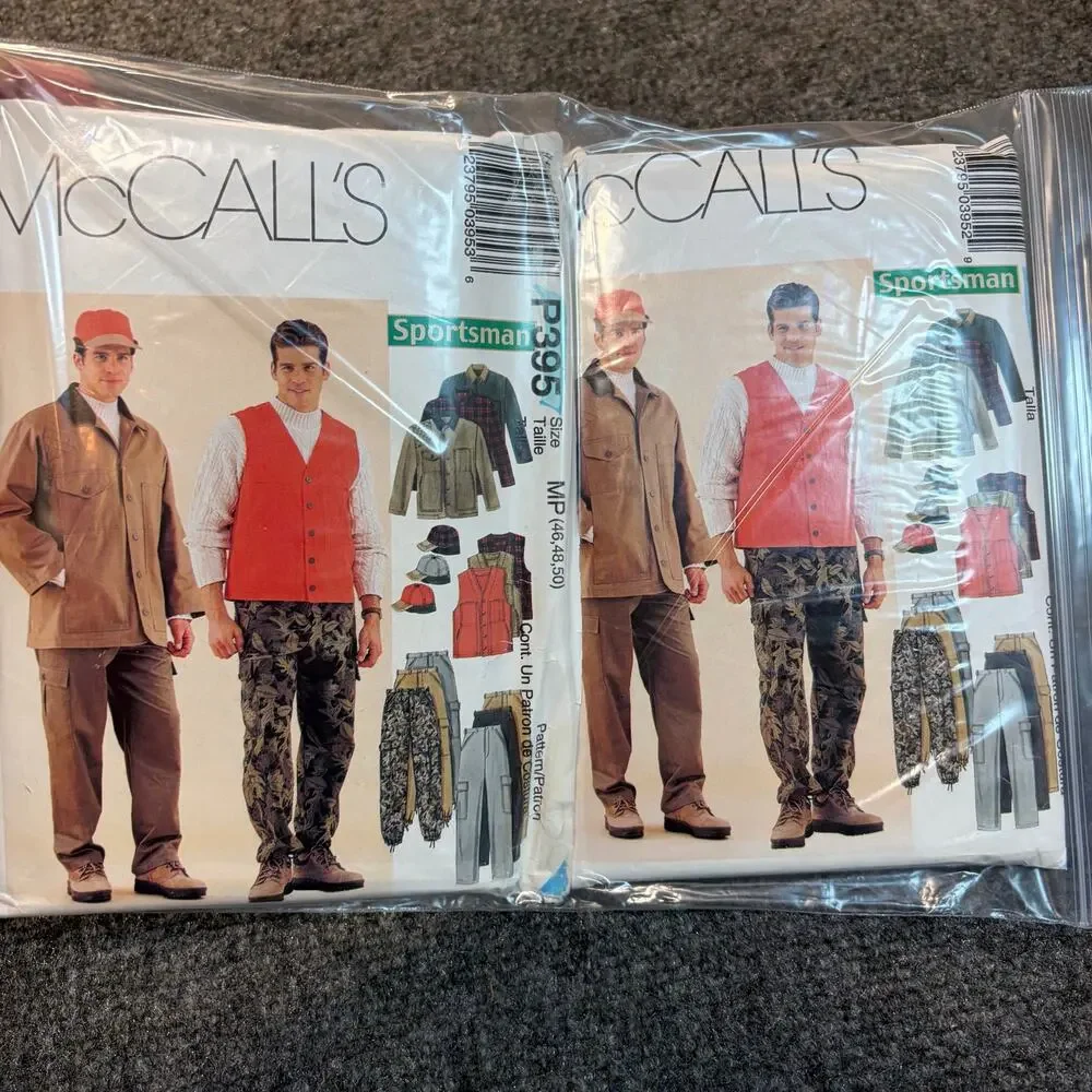 Lot 5 Vintage 70s 80s McCalls Sewing Patterns Mens Clothing Shirts Vests Pants